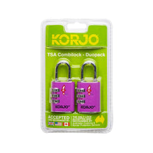 Load image into Gallery viewer, Korjo Travel TSA Compliant Security Luggage Combination Lock Duo PK  - TSACLD
