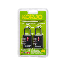 Load image into Gallery viewer, Korjo Travel TSA Compliant Security Luggage Combination Lock Duo PK  - TSACLD
