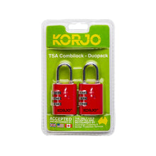 Load image into Gallery viewer, Korjo Travel TSA Compliant Security Luggage Combination Lock Duo PK  - TSACLD
