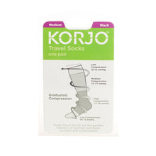 Load image into Gallery viewer, Korjo Compression Travel Socks Medium One Pair - Black - TSOXM
