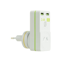 Load image into Gallery viewer, Korjo USB &amp; Power 2 Port Travel Adaptor Plug for Australia &amp; EU Italy/Swiss - USB2X2EUIS
