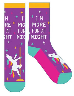Novelty Fun Socks - Glow in the Dark - I'm More Fun at Night