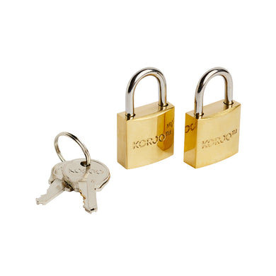 Korjo Travel Luggage Lock Brass Keyed 20mm Duo Pack - LL20