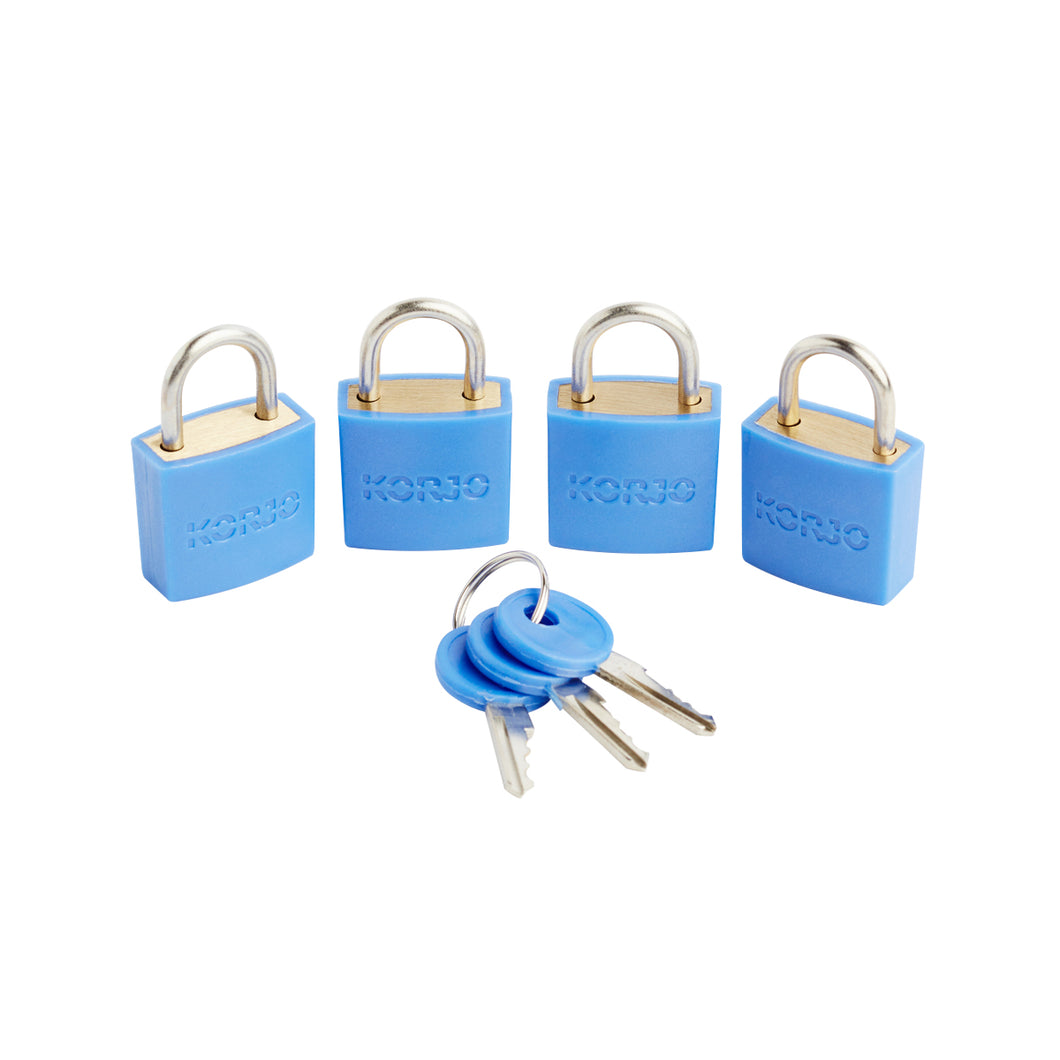 Korjo Travel Coloured Security Luggage Lock Four Pack Keyed 20mm - LLC40