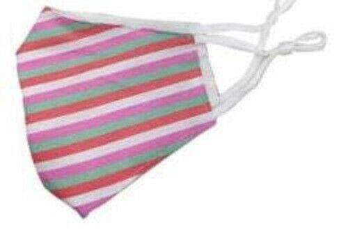 Fabric Face Masks - Reusable & Washable 100% Cotton - 3 Ply Cloth - Coloured Stripes