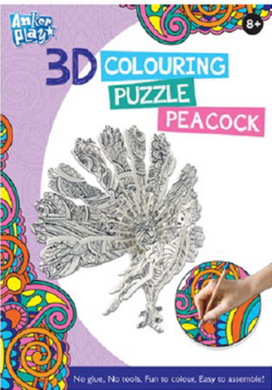3D COLOURING PUZZLE PEACOCK
