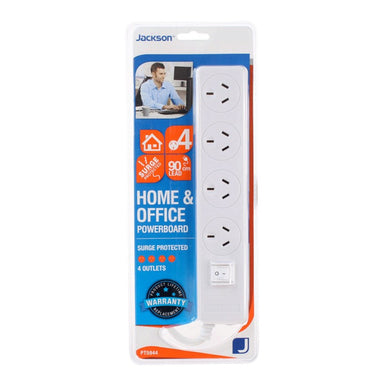 Jackson Home & Office 4 Outlet Surge Protected Powerboard With Master On/Off Switch - PT5944