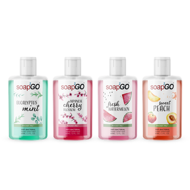 Soap2Go Anti Bacterial Hand Sanitizer - 60ml - Luscious Scented 4 pk
