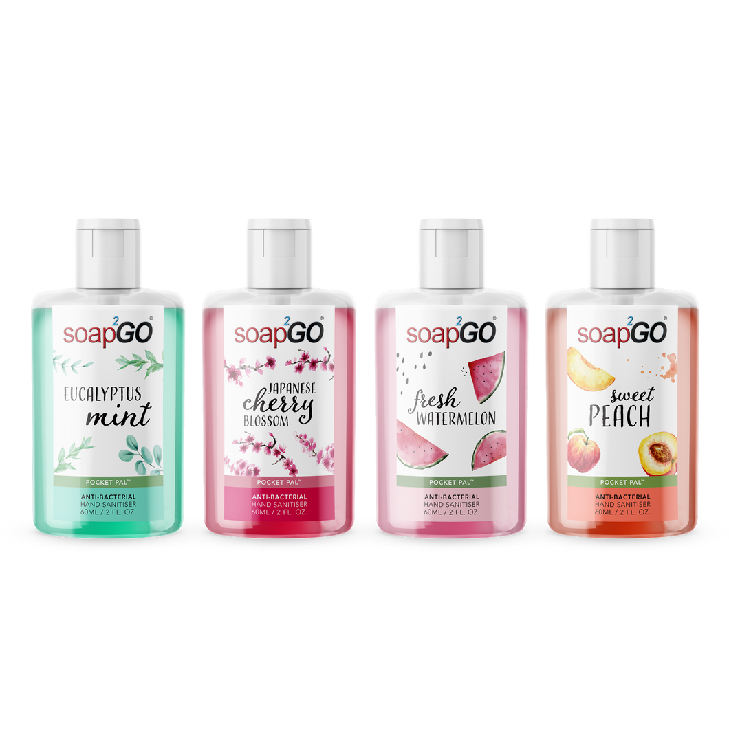 Soap2Go Anti Bacterial Hand Sanitizer - 60ml - Luscious Scented 4 pk