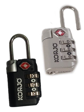 Korjo Travel TSA Compliant Security Luggage Combination Lock - TSA71 available in black or silver