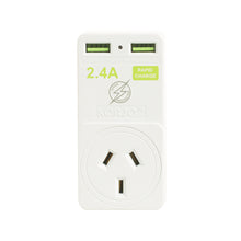 Load image into Gallery viewer, Korjo USB &amp; Power 2 Port Travel Adaptor Plug for Australia &amp; Europe - USB2X2EU
